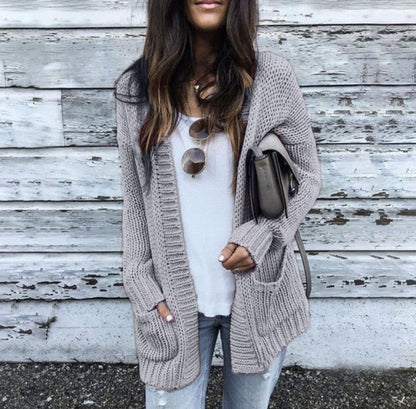 Cardigan en grosses mailles pour femmes avec grandes poches et devant ouvert Chic und Still