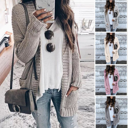 Cardigan en grosse maille pour femmes avec poches profondes et manches larges Chic und Stil