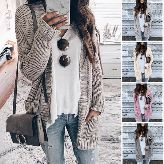 Cardigan en grosse maille pour femmes avec poches profondes et manches larges Chic und Stil
