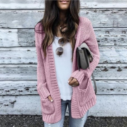 Cardigan en grosses mailles pour femmes avec grandes poches et devant ouvert Chic und Still