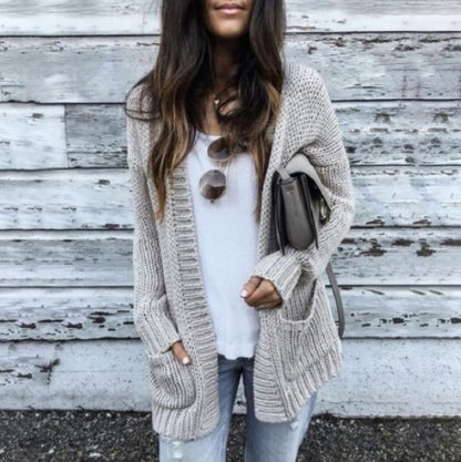 Cardigan en grosses mailles pour femmes avec grandes poches et devant ouvert Chic und Still