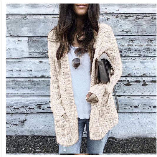 Cardigan en grosses mailles pour femmes avec grandes poches et devant ouvert Chic und Still