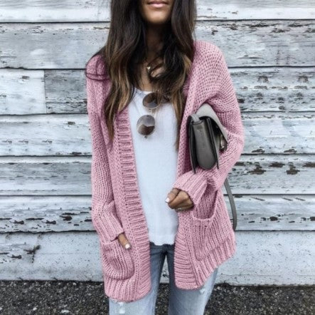 Cardigan en grosses mailles pour femmes avec grandes poches et devant ouvert Chic und Still