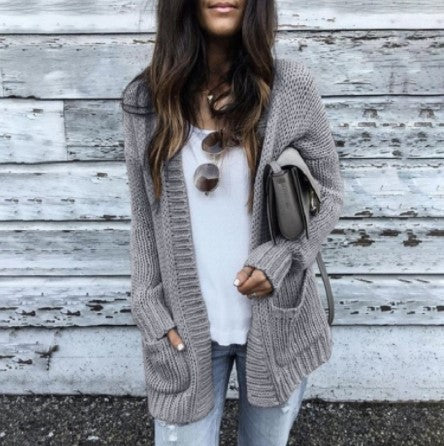 Cardigan en grosses mailles pour femmes avec grandes poches et devant ouvert Chic und Still