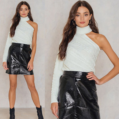 Dames élégant pull à col roulé avec motif en torsades unique Chic und Stil