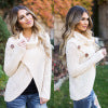Ladies soft knit pullover with high collar and decorative buttons Chic and Style