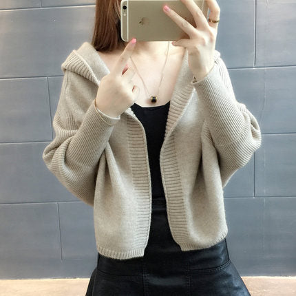 Dames Beau cardigan en tricot avec capuche Chic und Stil