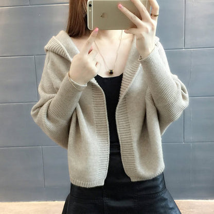 Dames Beau cardigan en tricot avec capuche Chic und Stil