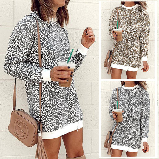 Robe en sweat pour femmes à motif léopard décontracté avec une coupe large Chic und Stil