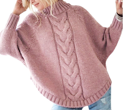 Femme pull en grosse maille avec design de collection et col haut Chic und Stil