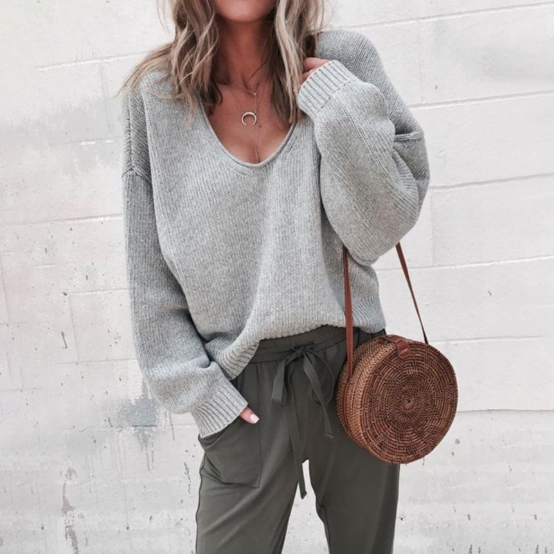 Pull en viscose pour femmes avec coupe large et décolleté en V profond Chic und Stil