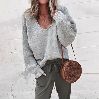 Pull en viscose pour femmes avec coupe large et décolleté en V profond Chic und Stil