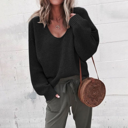 Pull en viscose pour femmes avec coupe large et décolleté en V profond Chic und Stil