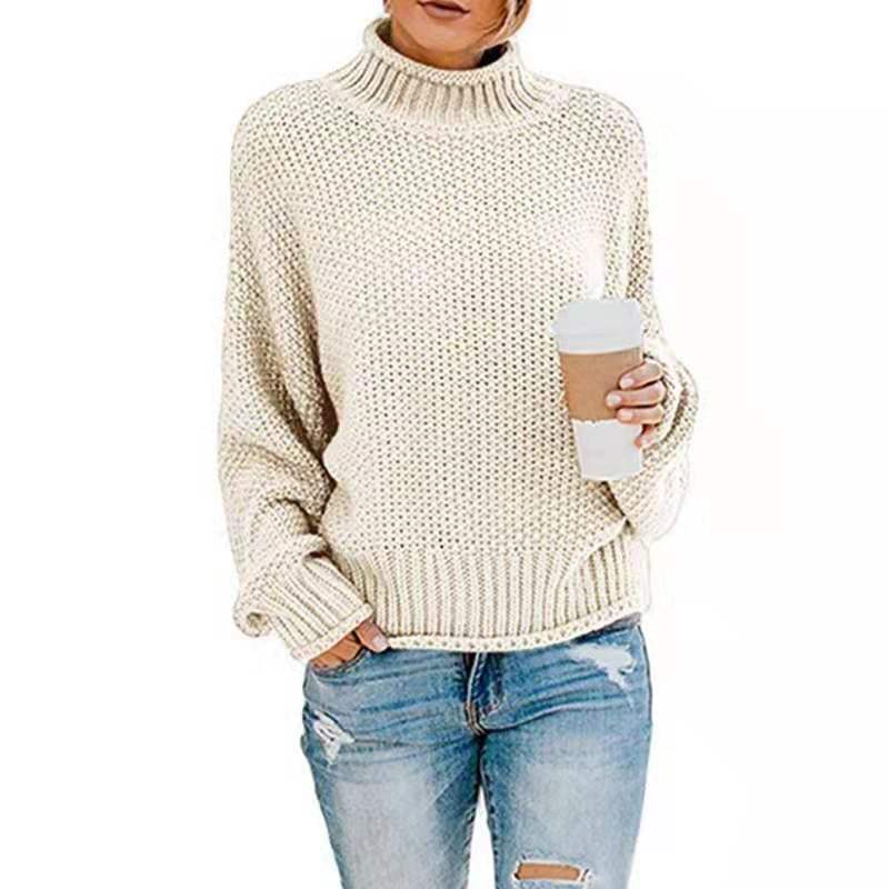 Dames pull en grosse maille avec col montant et surface texturée Chic und Stil