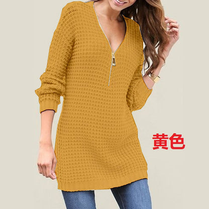 Pull en tricot pour femmes avec fermeture éclair moderne Chic und Stil