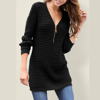 Pull en tricot pour femmes avec fermeture éclair moderne Chic und Stil