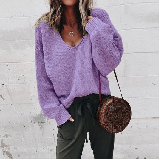 Pull en viscose pour femmes avec coupe large et décolleté en V profond Chic und Stil
