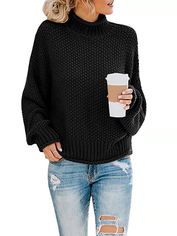 Dames pull en grosse maille avec col montant et surface texturée Chic und Stil