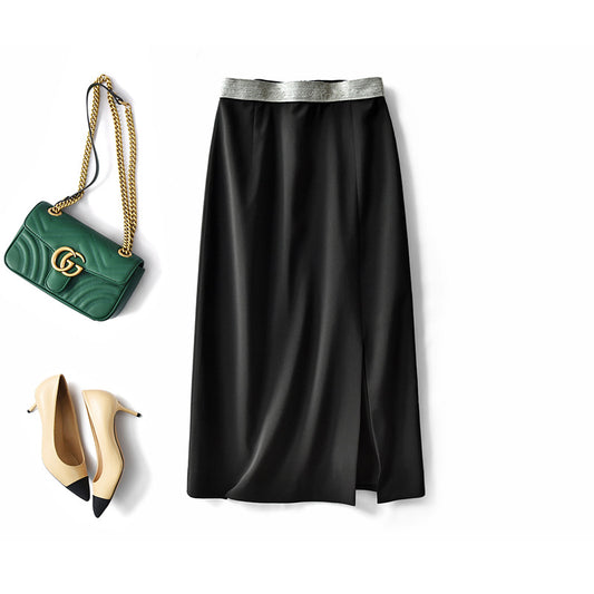 Jupe maxi en satin à fente haute pour femmes Chic und Stil