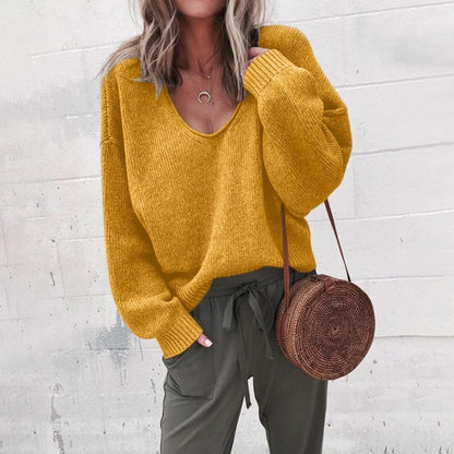 Pull en viscose pour femmes avec coupe large et décolleté en V profond Chic und Stil