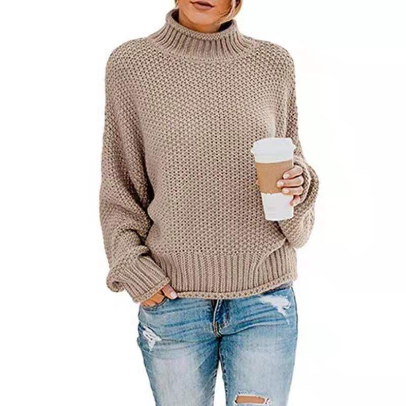 Dames pull en grosse maille avec col montant et surface texturée Chic und Stil