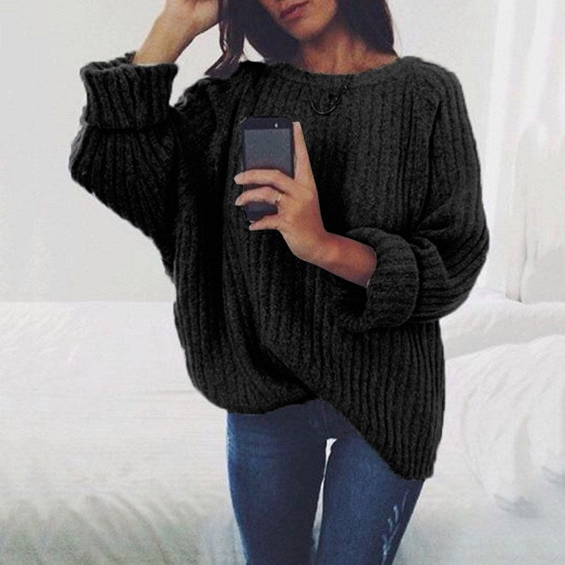 Femme pull en maille épaisse avec coupe décontractée et manches larges Chic und Stil