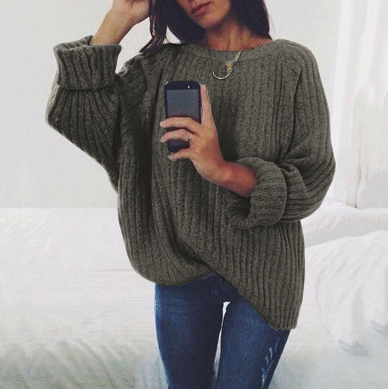Femme pull en maille épaisse avec coupe décontractée et manches larges Chic und Stil