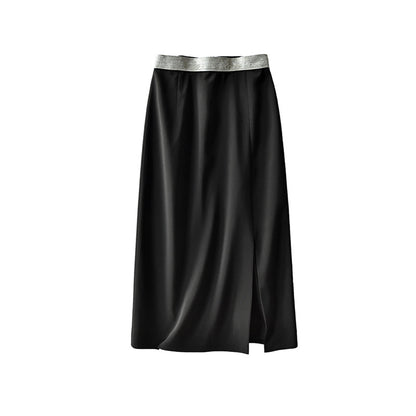 Jupe maxi en satin à fente haute pour femmes Chic und Stil