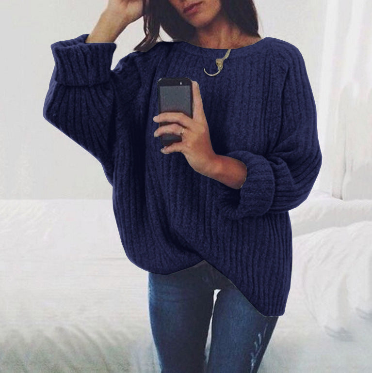Femme pull en maille épaisse avec coupe décontractée et manches larges Chic und Stil