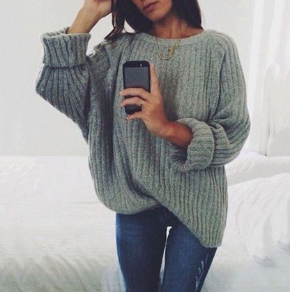 Femme pull en maille épaisse avec coupe décontractée et manches larges Chic und Stil
