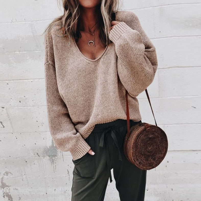 Pull en viscose pour femmes avec coupe large et décolleté en V profond Chic und Stil