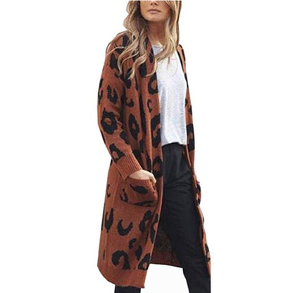 Cardigan en maille épaisse pour femmes avec motif léopard et poches pratiques Chic und Still