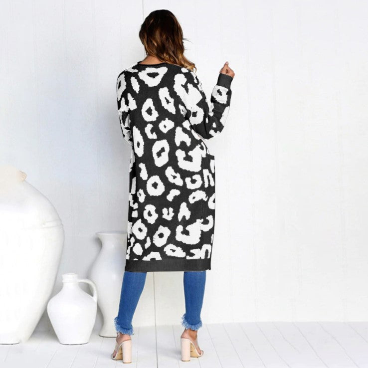 Cardigan en maille épaisse pour femmes avec motif léopard et poches pratiques Chic und Still