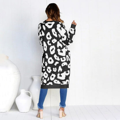 Cardigan en maille épaisse pour femmes avec motif léopard et poches pratiques Chic und Still