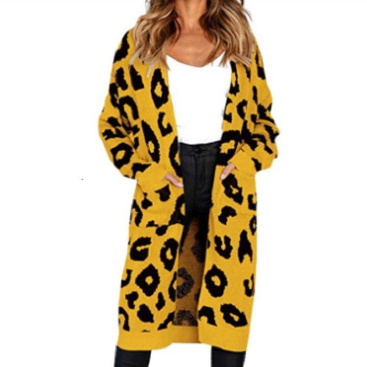 Cardigan en maille épaisse pour femmes avec motif léopard et poches pratiques Chic und Still