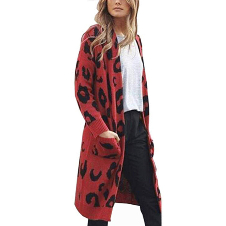 Cardigan en maille épaisse pour femmes avec motif léopard et poches pratiques Chic und Still