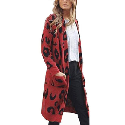 Cardigan en maille épaisse pour femmes avec motif léopard et poches pratiques Chic und Still