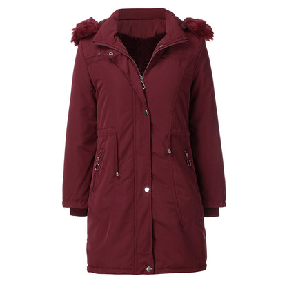 Dame parka chaude avec capuche amovible et fausse fourrure douillette Chic und Stil