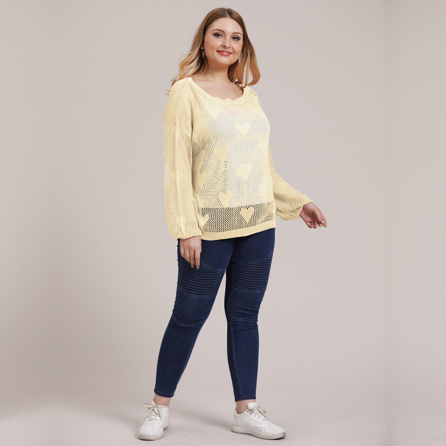 Dames pull léger en tricot avec motif cœur Chic und Stil
