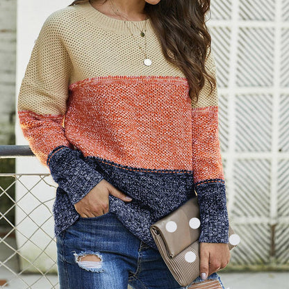 Pull en maille pour femmes avec un design de blocs de couleurs décontracté Chic und Stil