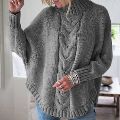 Pull-over en grosse maille pour dames avec col roulé haut et détails tressés Chic und Stil