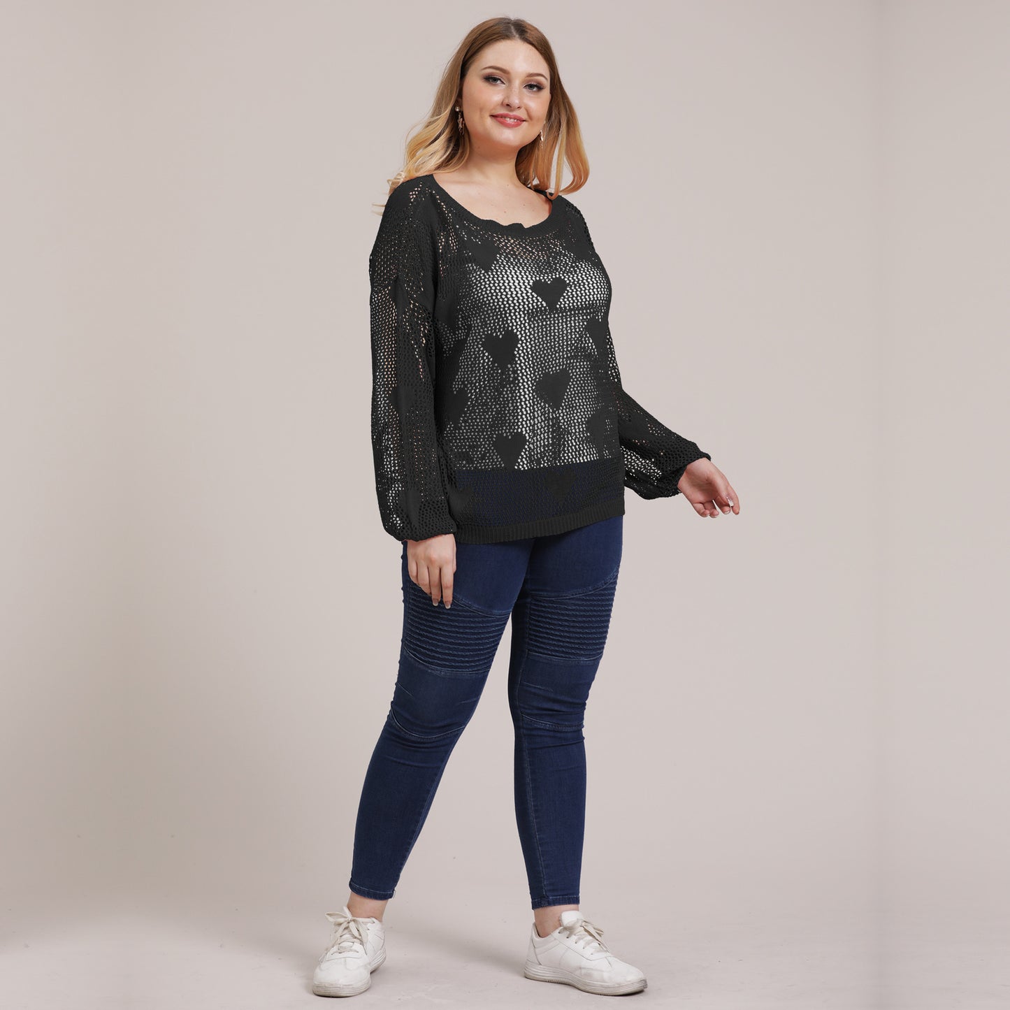 Dames pull léger en tricot avec motif cœur Chic und Stil