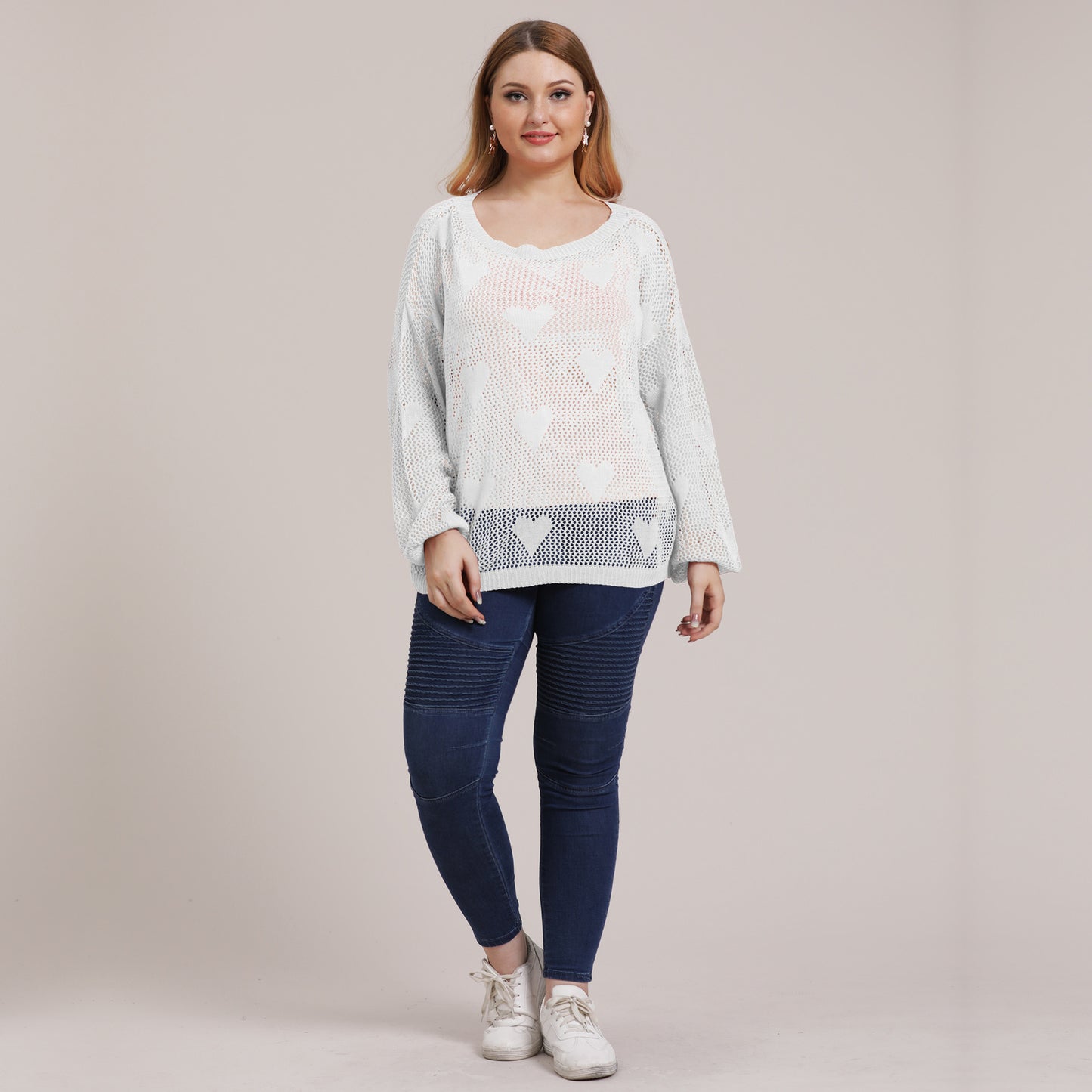 Dames pull léger en tricot avec motif cœur Chic und Stil