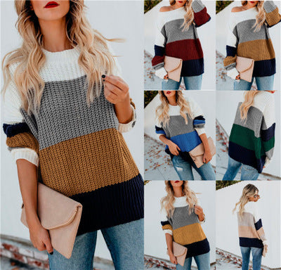 Pull-over en tricot pour femmes avec un design moderne en bloc de couleurs et une coupe décontractée Chic und Stil