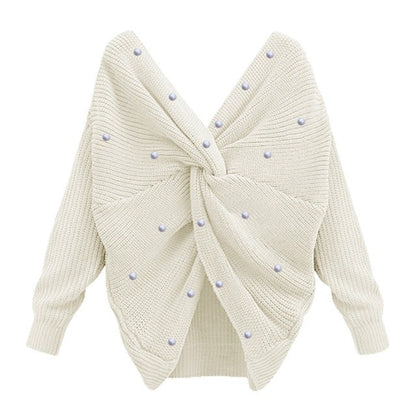 Pull femme en tricot avec détail torsadé et garniture en perles Chic und Stil