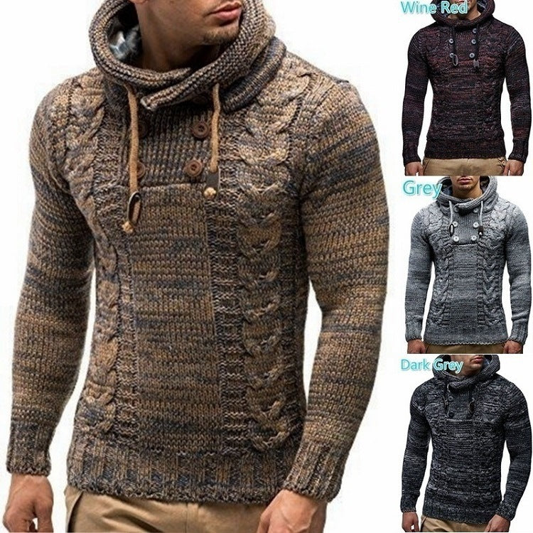 Men's hoodie with textured twisted pattern and practical buttons Chic and Style
