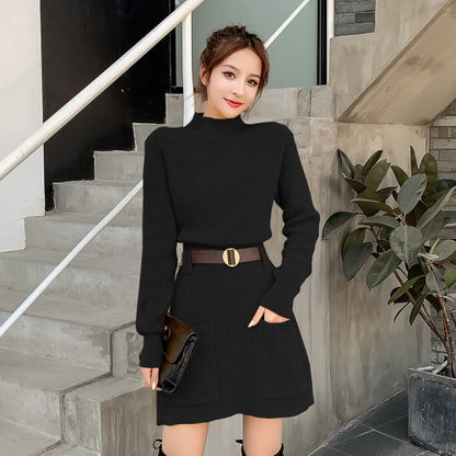 Robe en tricot pour femmes avec un col montant et des poches pratiques Chic und Stil