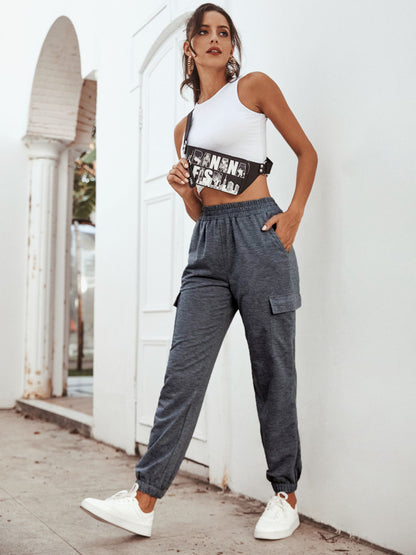 Pantalons de sport cargo pour femmes avec poches latérales et taille élastique Chic und Stil