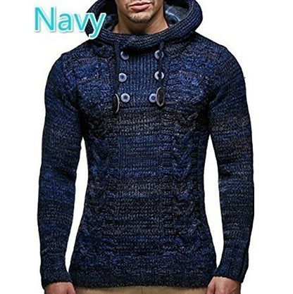 Men's hoodie with textured twisted pattern and practical buttons Chic and Style