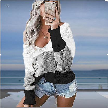 Pull femme décontracté en tricot avec épaules dénudées et aspect mailles texturé Chic und Stil